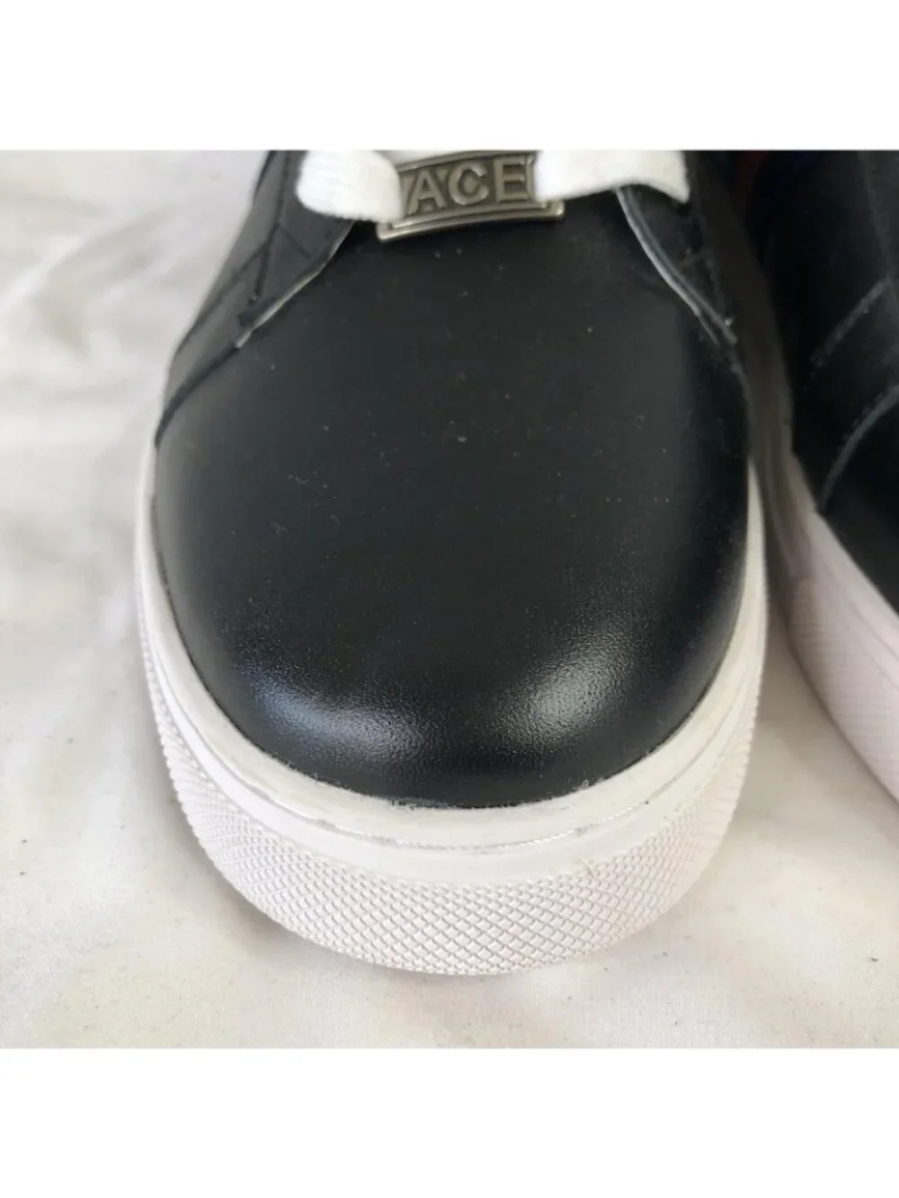 Gucci Ace Shoes Mens Size 12.5 Black Leather Web Stripe Casual Sneakers Italy